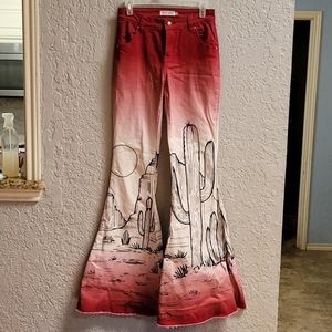 Ranch Dressn Desert Wine Bell Bottoms